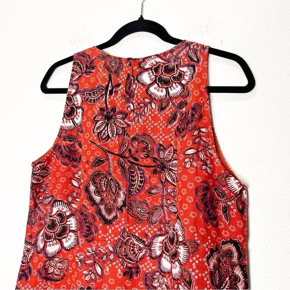 Garnet Hill 100% Linen Fringe-Hem A-Line Dress Orange 8 - Picture 6 of 9